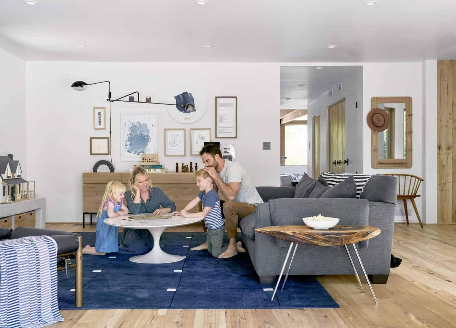 Happy family in a clean living room